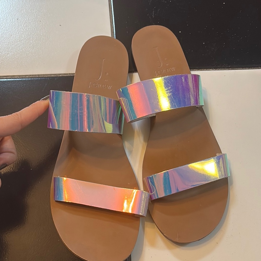 J. Crew Holographic Sandals